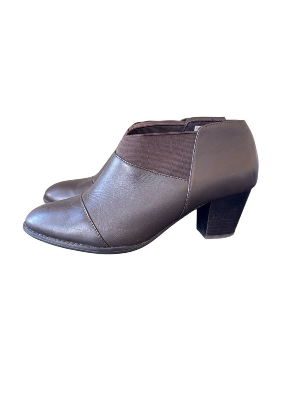 Vionic 326 Point Brown Leather Block Heel Slip On Ankle Boot Orthaheel Size 8.5